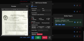 IQPS admin dashboard paper editing UI